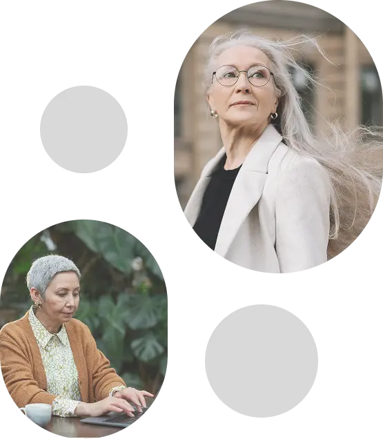 two focused older, professional women